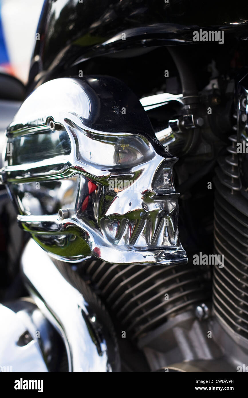 Harley Davidson Moto cranio coperchio avvisatore acustico Foto Stock
