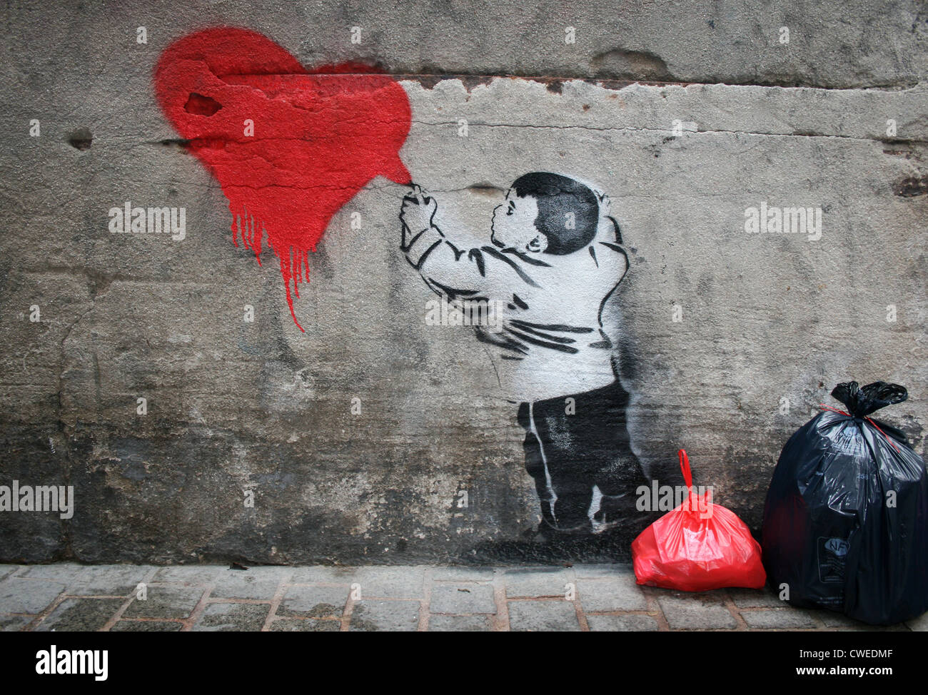 Cuore,la spruzzatura,graffiti,streetart Foto Stock