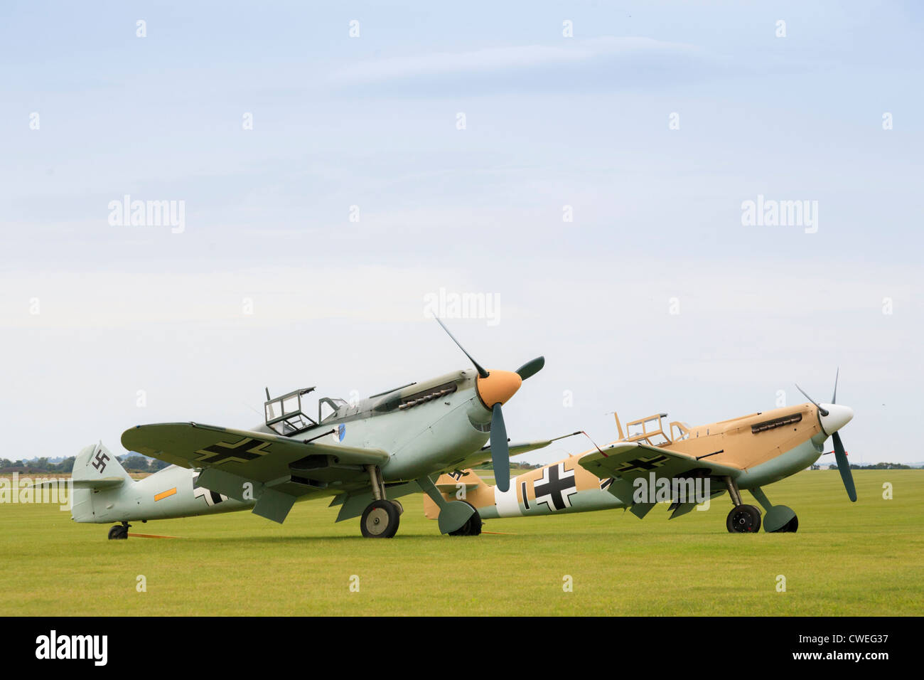 Coppia di Messerschmitt Bf 109 a Duxford Air show Foto Stock