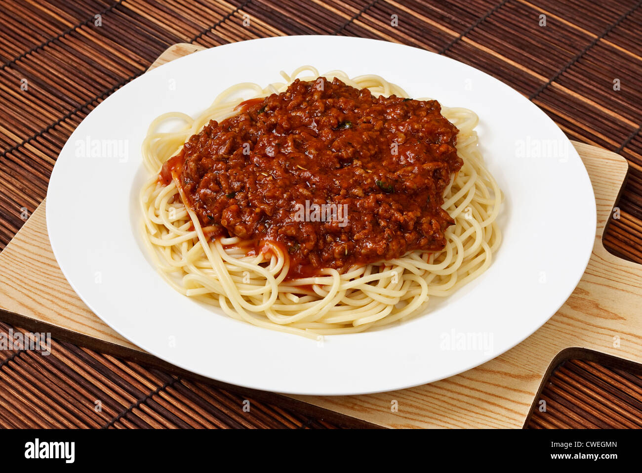 Spaghetti alla Bolognese Classic il cibo italiano e una cena popolare piatto in tutto il mondo Foto Stock