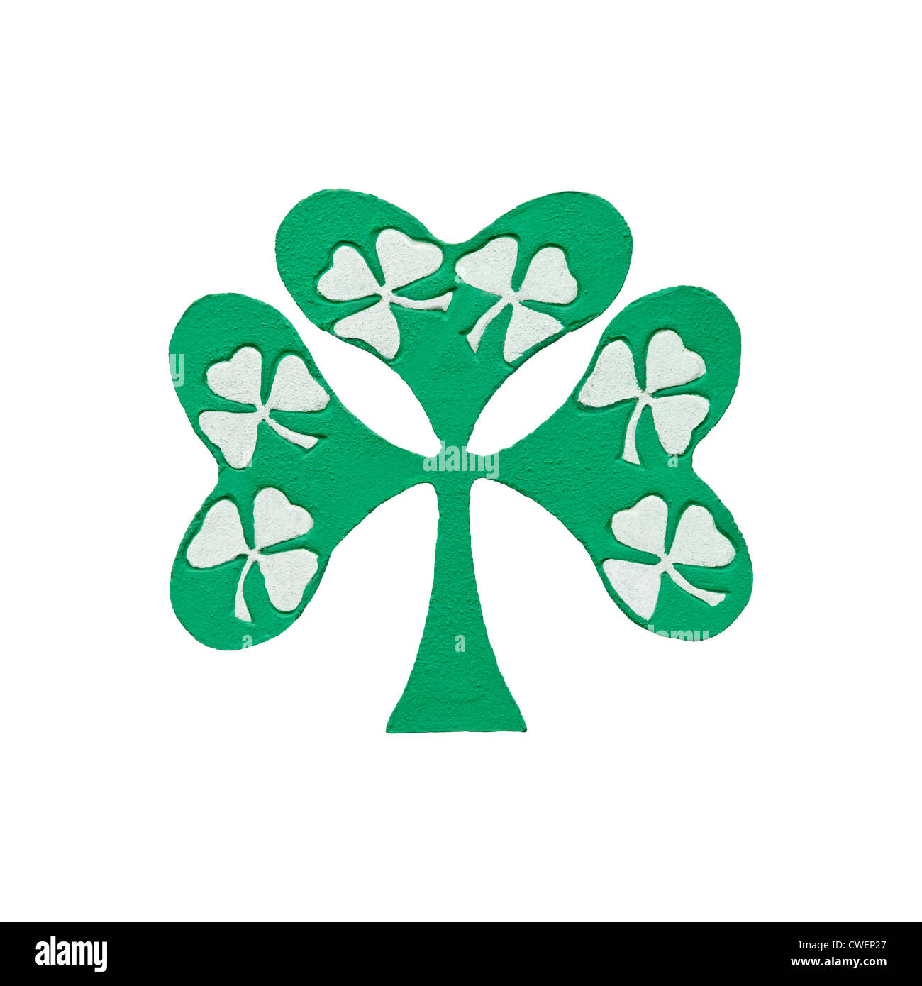 Irish shamrock. Altered digitalmente e cut-out su uno sfondo bianco. Foto Stock