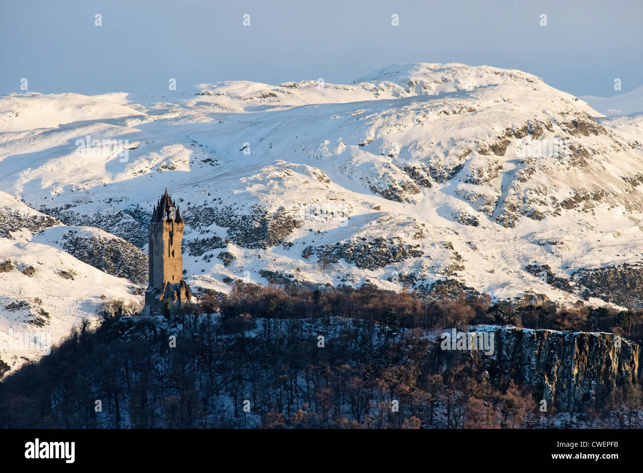 Il National Wallace Monument su Abbey Craig, Stirling, Scozia, Regno Unito. Foto Stock