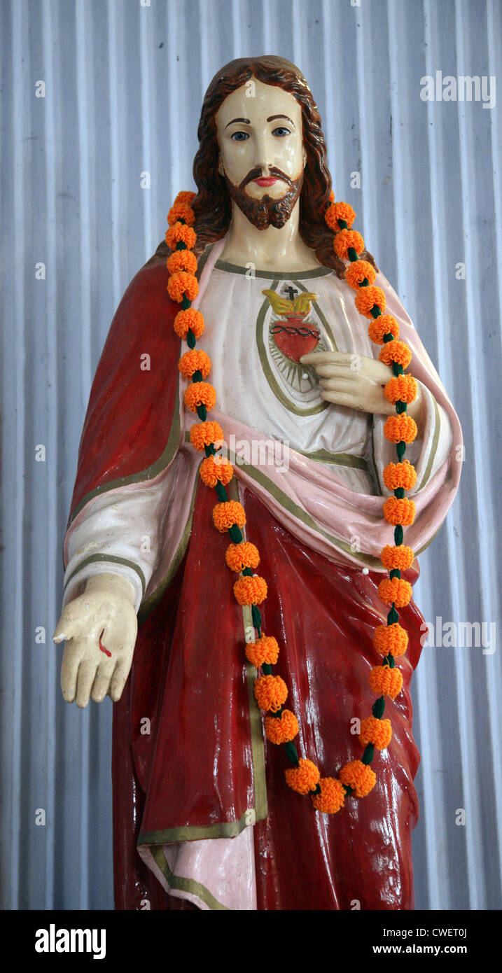 Sacro Cuore di Gesù. La Chiesa cattolica in Basanti, West Bengal, India, 17 gennaio 2009. Foto Stock