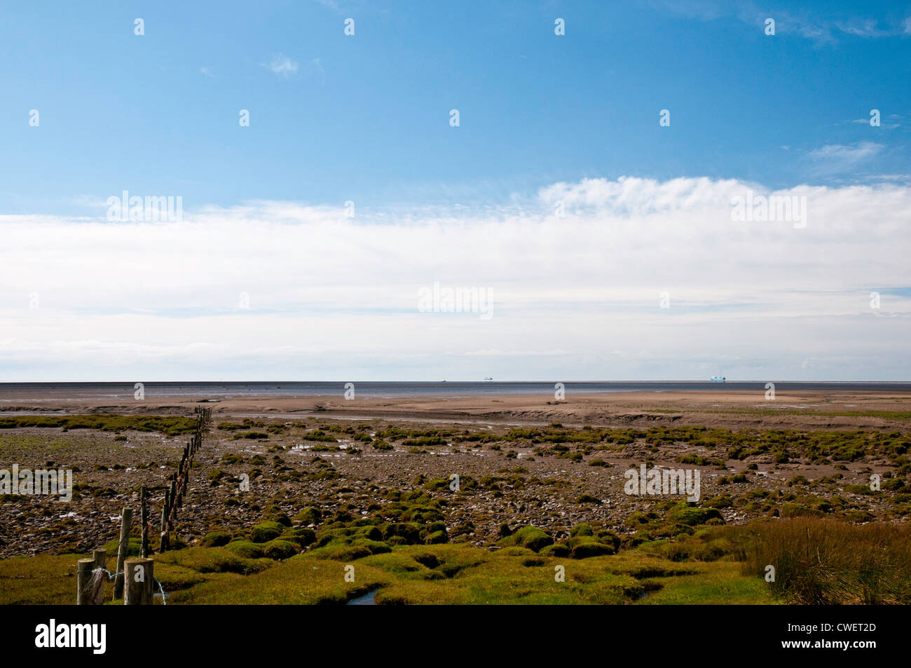 Affacciato sulla baia di Morecambe situata dal punto di Sunderland Foto Stock