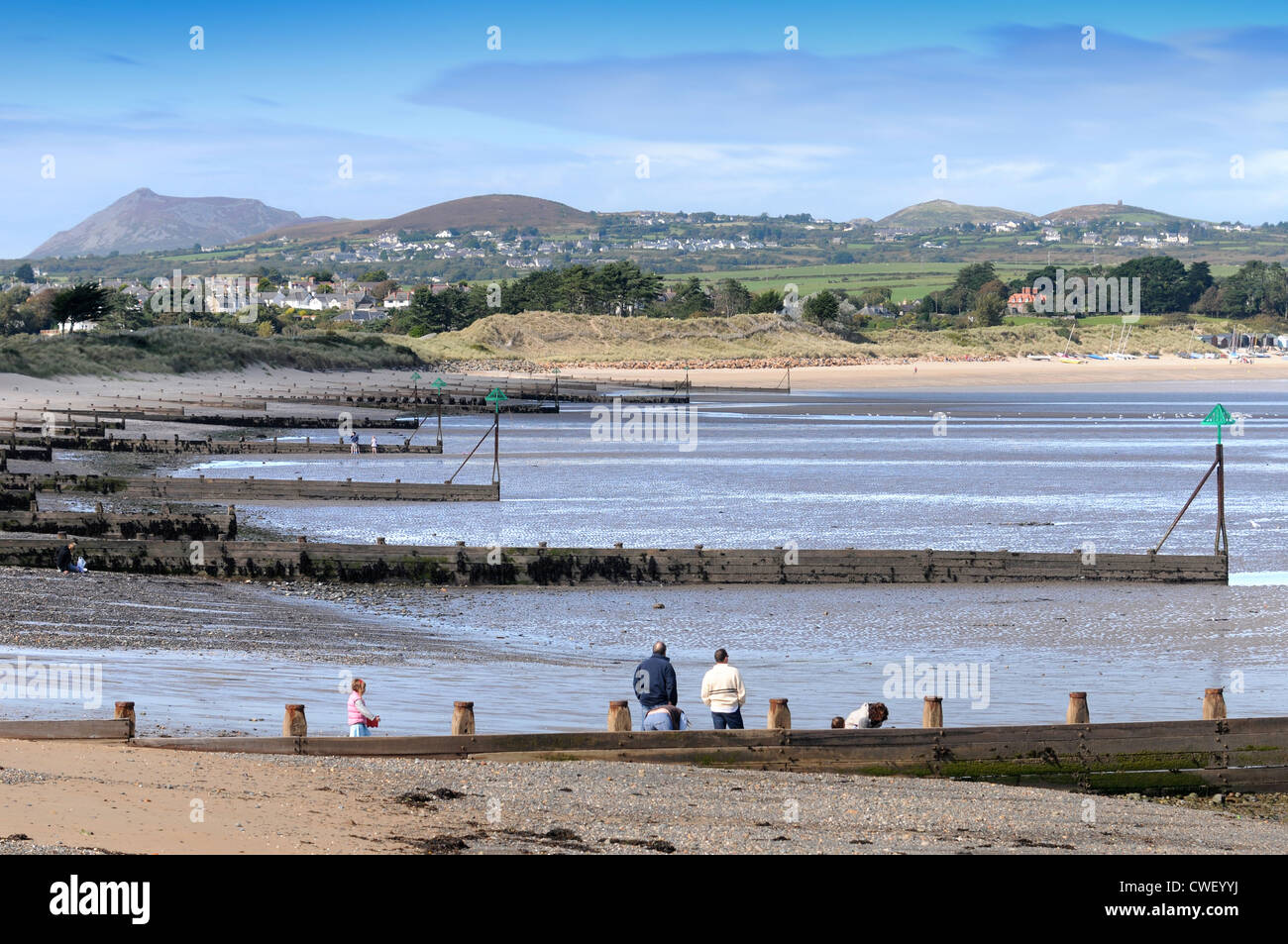 Borth Fawr o la spiaggia principale di Abersoch sul Lleyn Peninsula NW del Galles Foto Stock