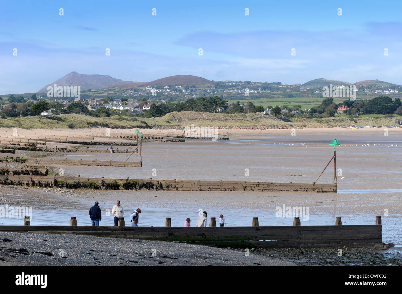Borth Fawr o la spiaggia principale di Abersoch sul Lleyn Peninsula NW del Galles Foto Stock