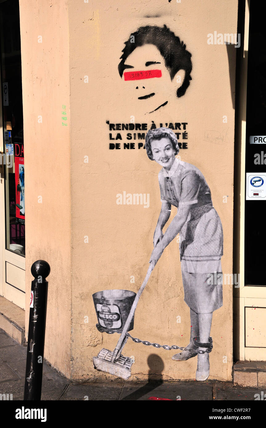 Parigi, Francia. Arte di strada in Rue de Seine (6° arr) Foto Stock