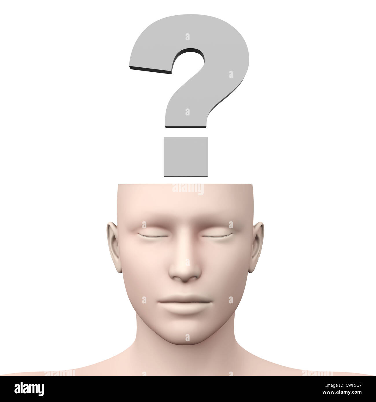 Punto interrogativo nella testa. Foto Stock