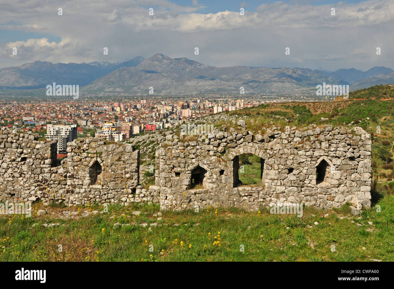 L'Europa, Albania, Shkodra, Castello di Rozafa, il primo cantiere, sezione del muro di castello Foto Stock