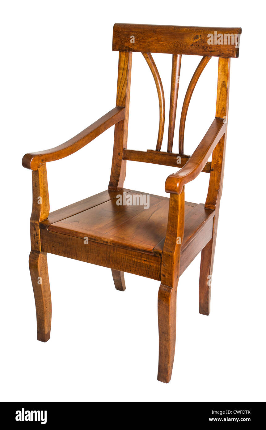Poltrona di antiquariato in legno di ciliegio dal tempo biedermeier Foto Stock