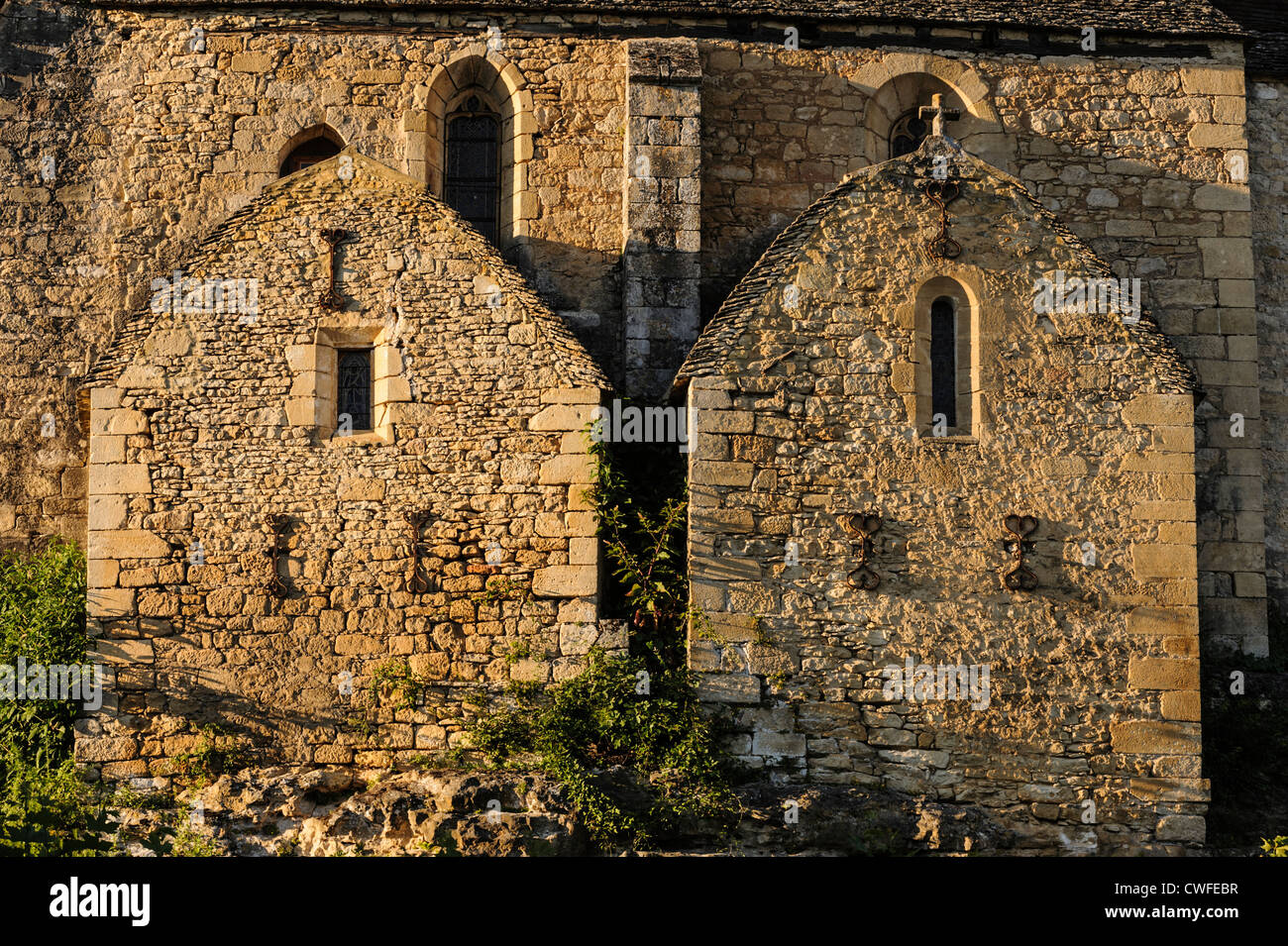 La chiesa romanica, La Roque-Gageac, Dordogne, Aquitaine, Francia Foto Stock