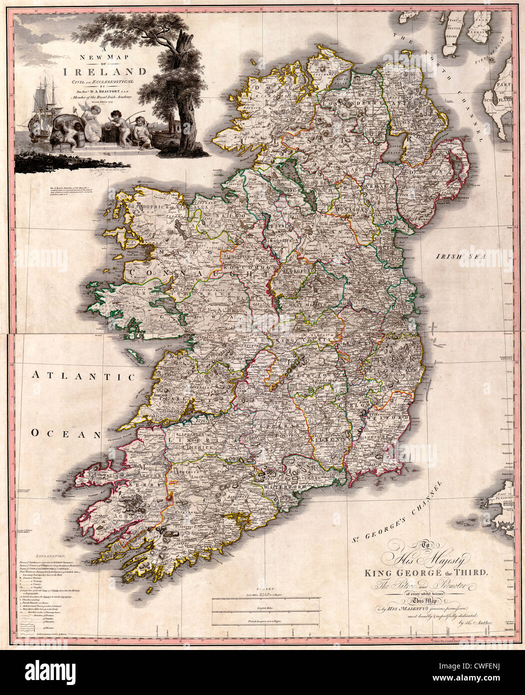 Una nuova mappa di Irlanda : civili ed ecclesiastiche, circa 1797 Foto Stock