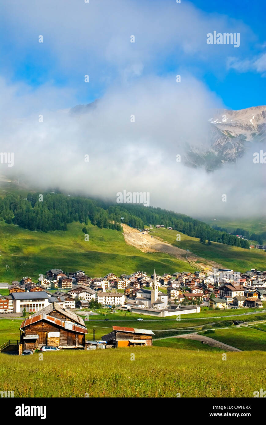 Villaggio di montagna Livigno, Sondrio, Italia Foto Stock