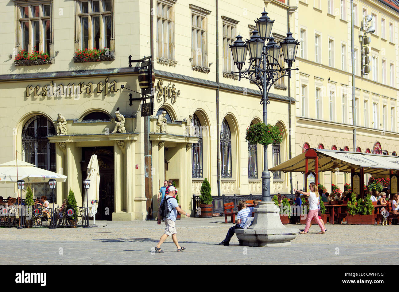 Wroclaw il Mercato Vecchio Municipio Foto Stock