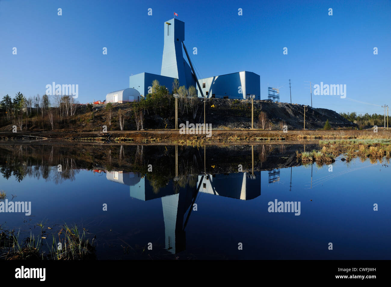 Totten headframe miniera, Worthington, Ontario, Canada Foto Stock