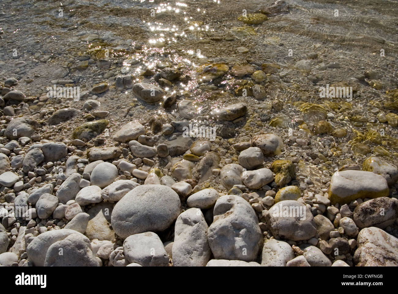 Kobarid, il fiume Soca Foto Stock