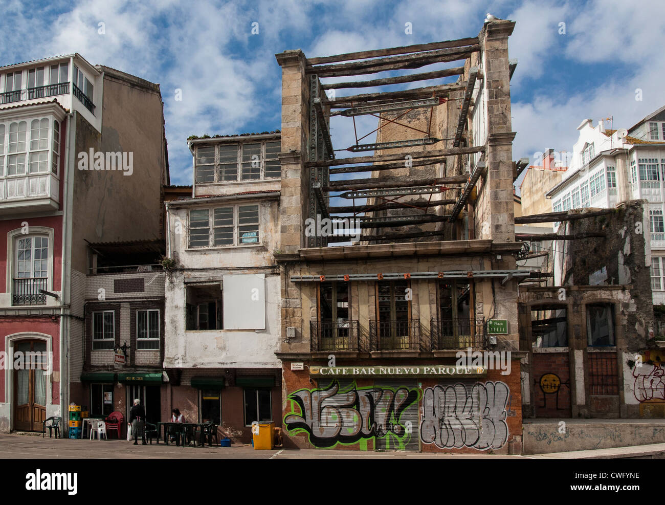 Edificio abbandonato, Ferrol, Spagna Foto Stock