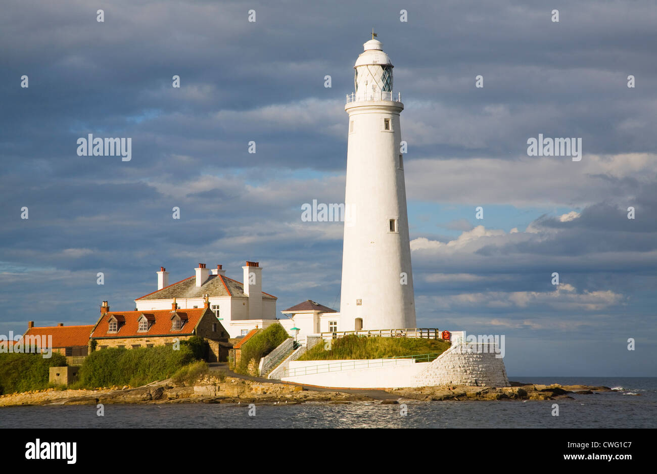 St Mary's faro, Whitley Bay, Northumberland, Inghilterra Foto Stock