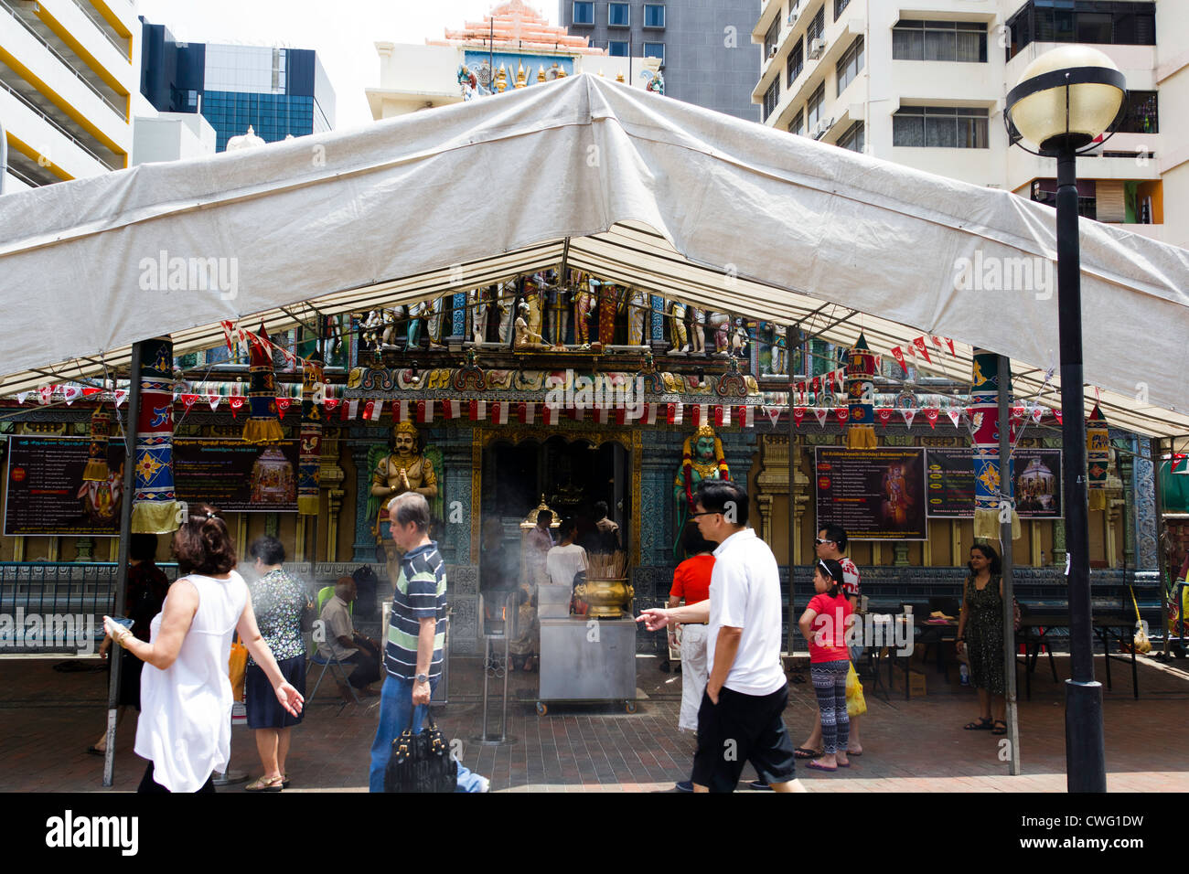 Shri Krishnan tempio indù nell'area di Bugis in Singapore. Questo tempio è situato in Bugis Street area di Singapore. Foto Stock