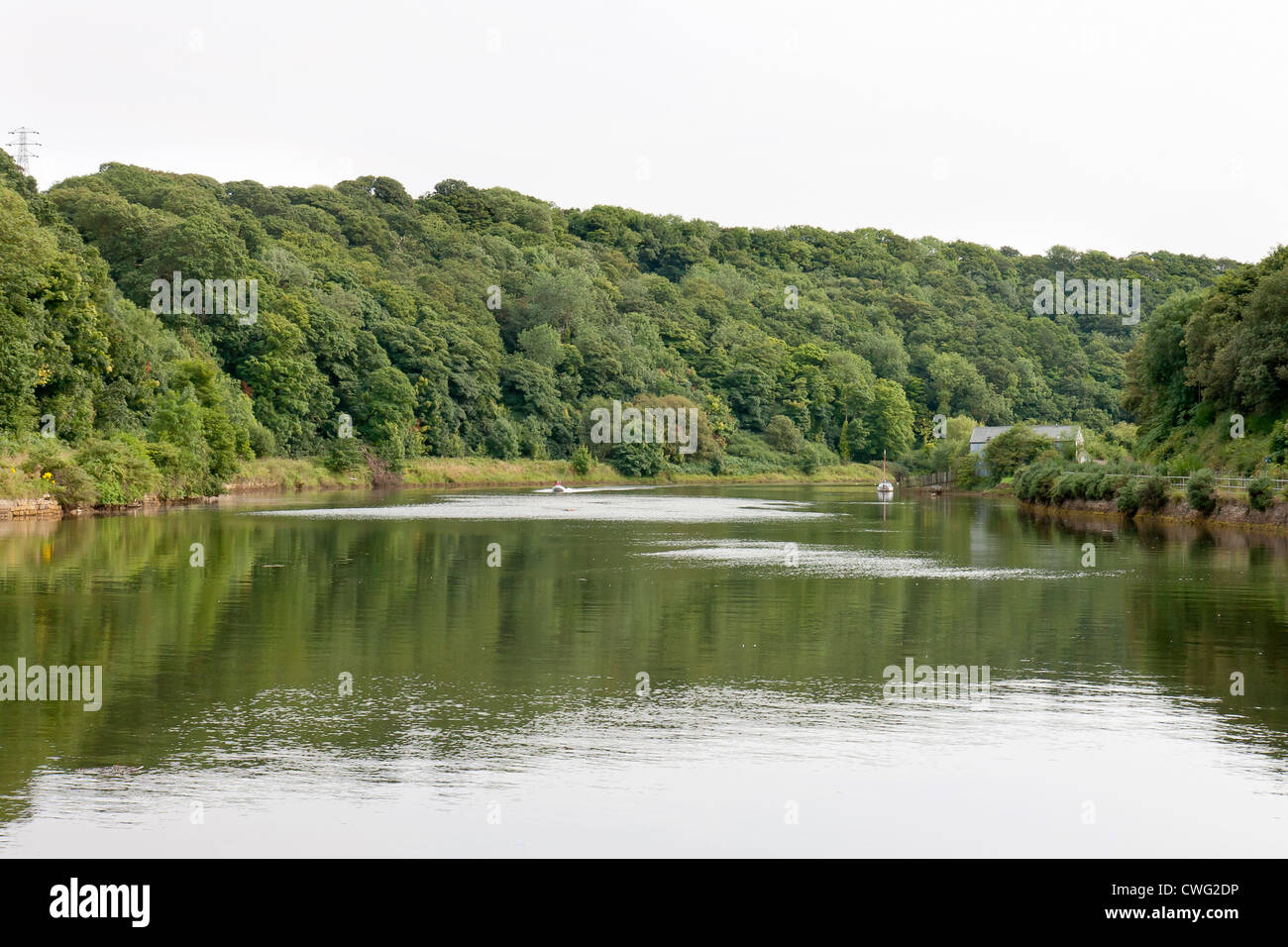 Whitby - North Yorkshire il fiume Usk verde e tranquillo Foto Stock