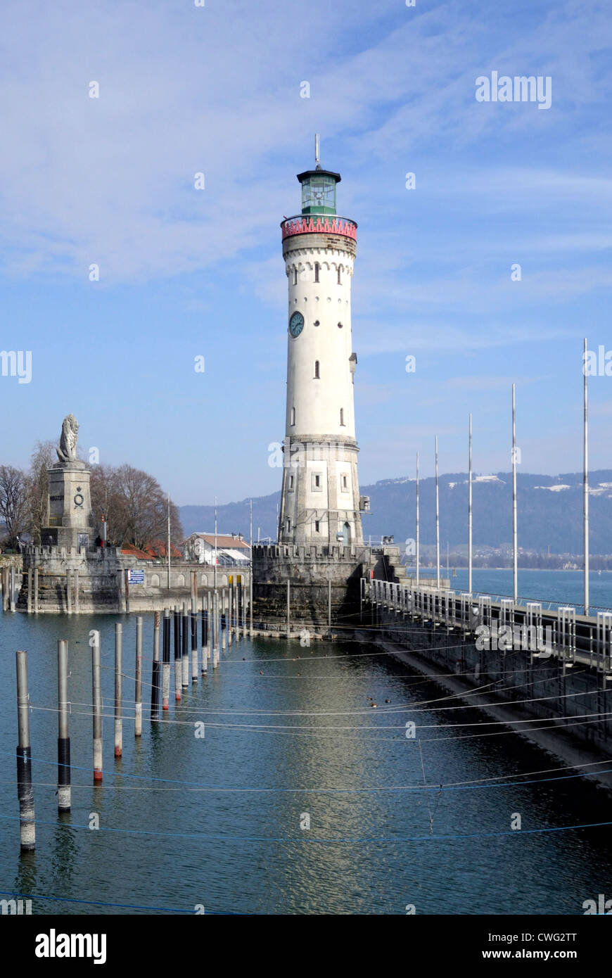 Nuovo faro di Lindau sul Lago di Costanza. Foto Stock