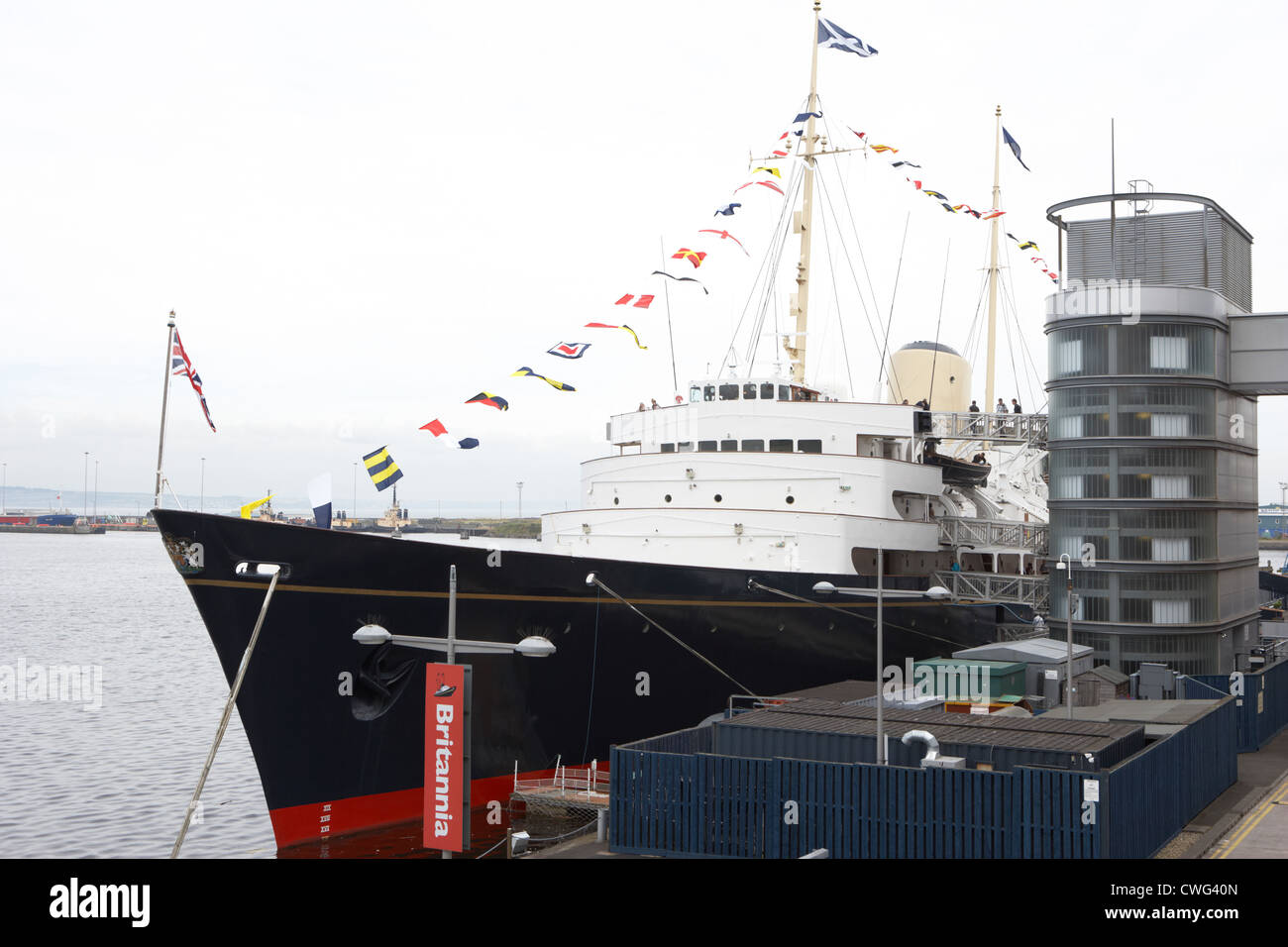 Il Royal Yacht Britannia a Ocean Terminal Edimburgo, Scozia, Regno Unito Foto Stock