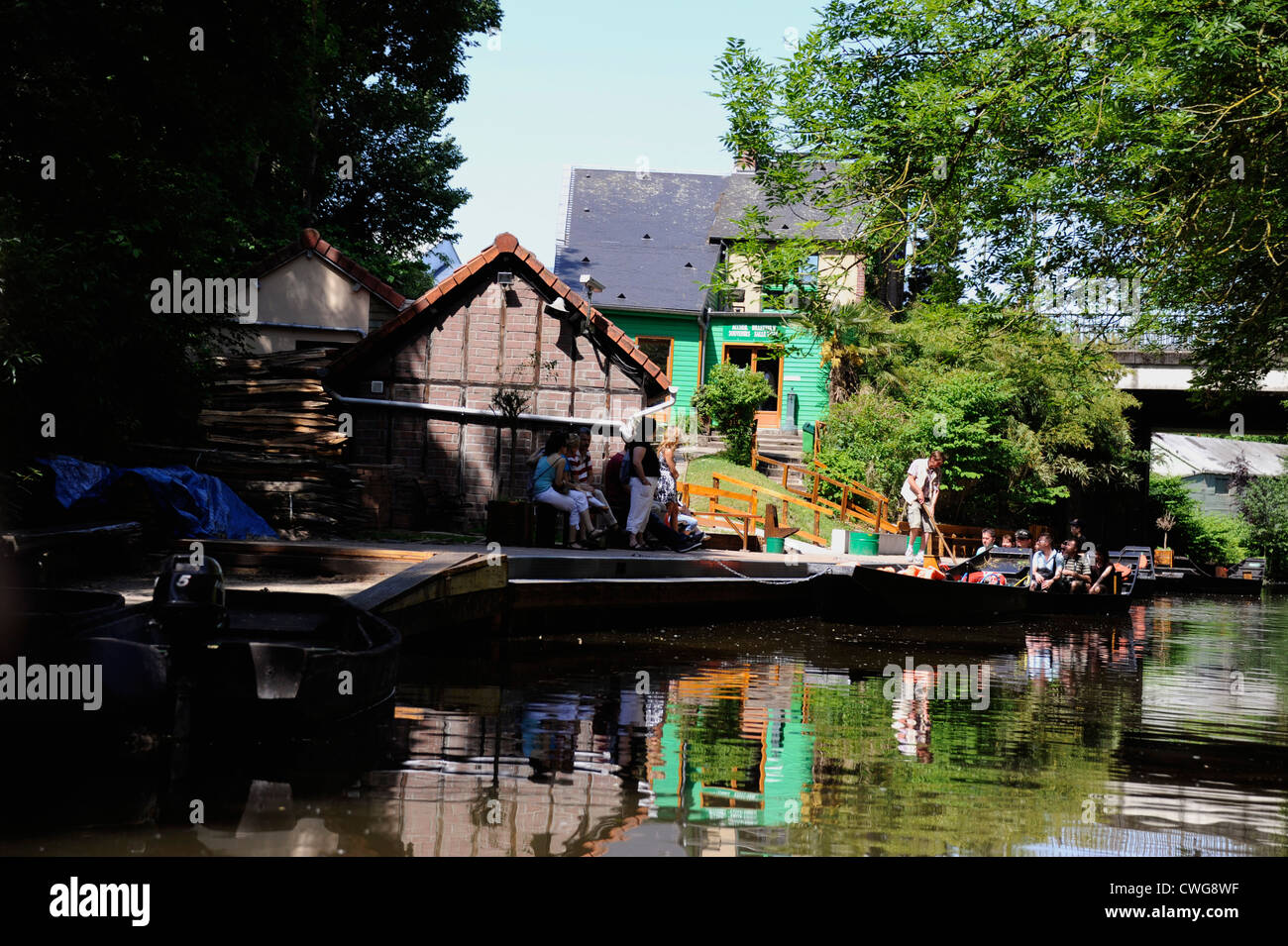 Les Hortillonnages,barque un cornet,Amiens,Somme,Picardie,Francia Foto Stock