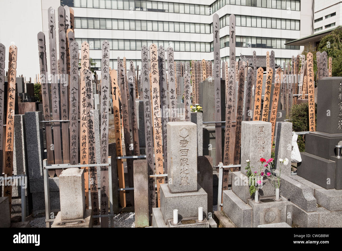 Cimitero nel centro di Tokyo, Giappone Foto Stock