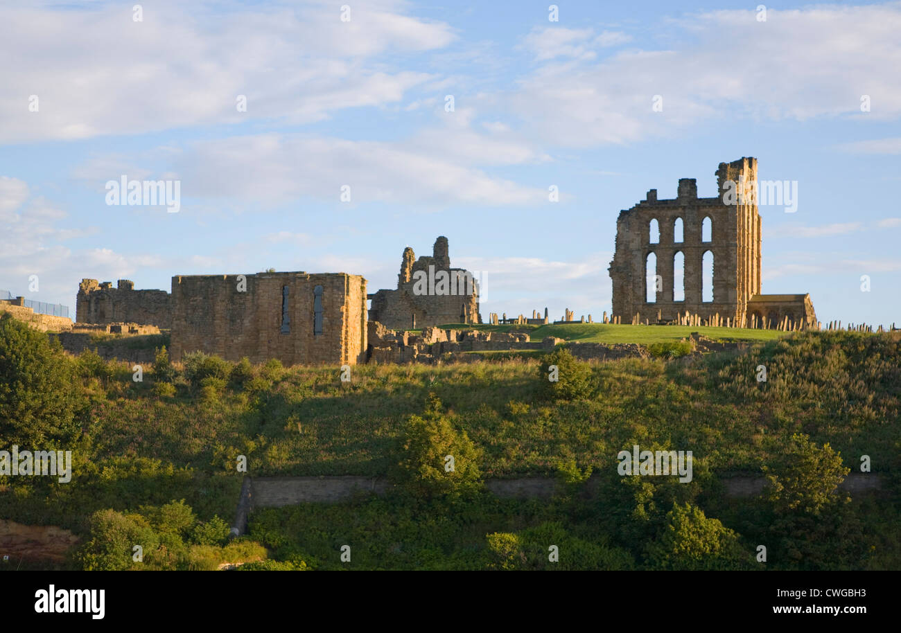 Priory e Castello di Tynemouth, Northumberland, Inghilterra Foto Stock