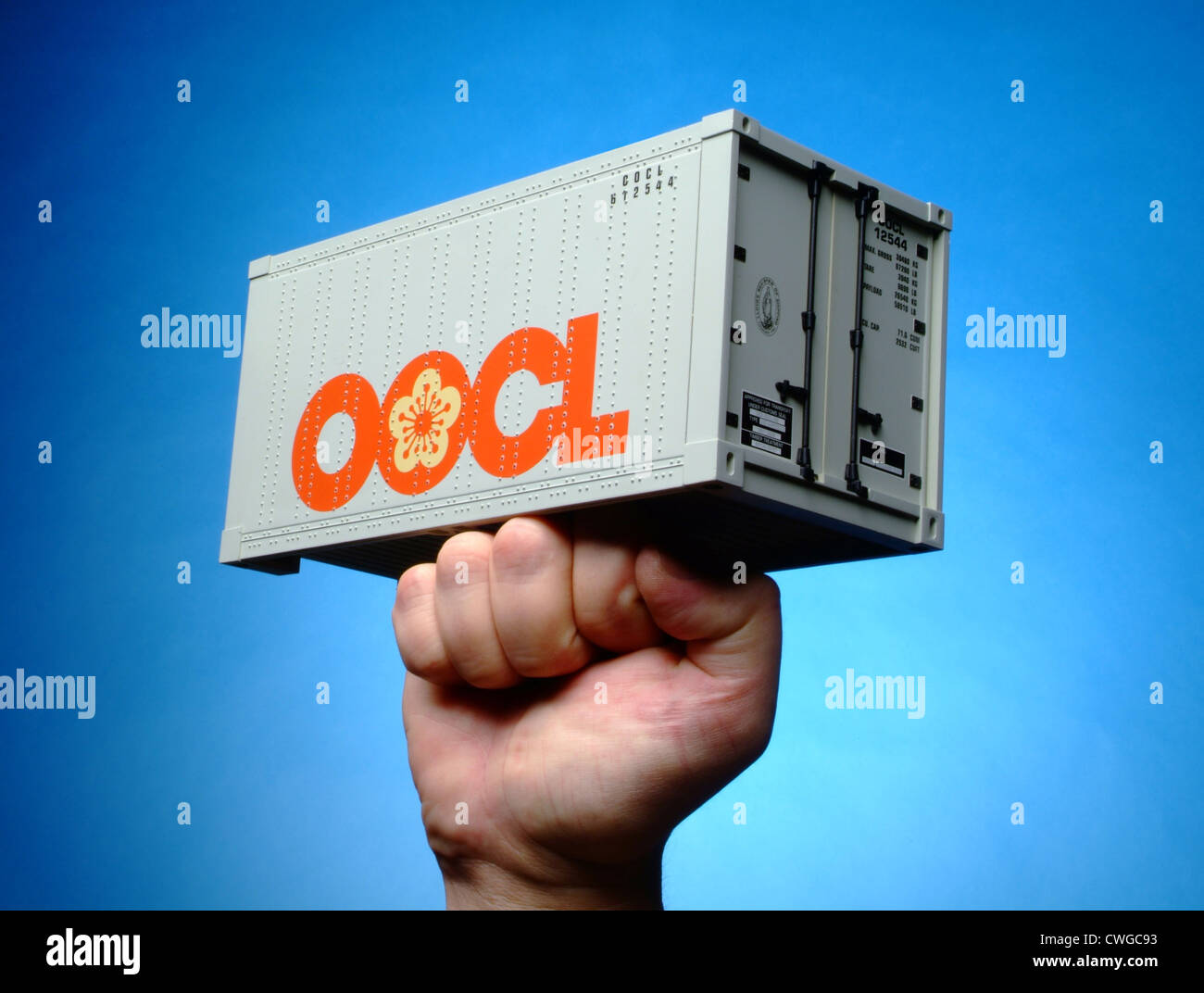 Amburgo, un contenitore di Orient Overseas Container Line Foto Stock