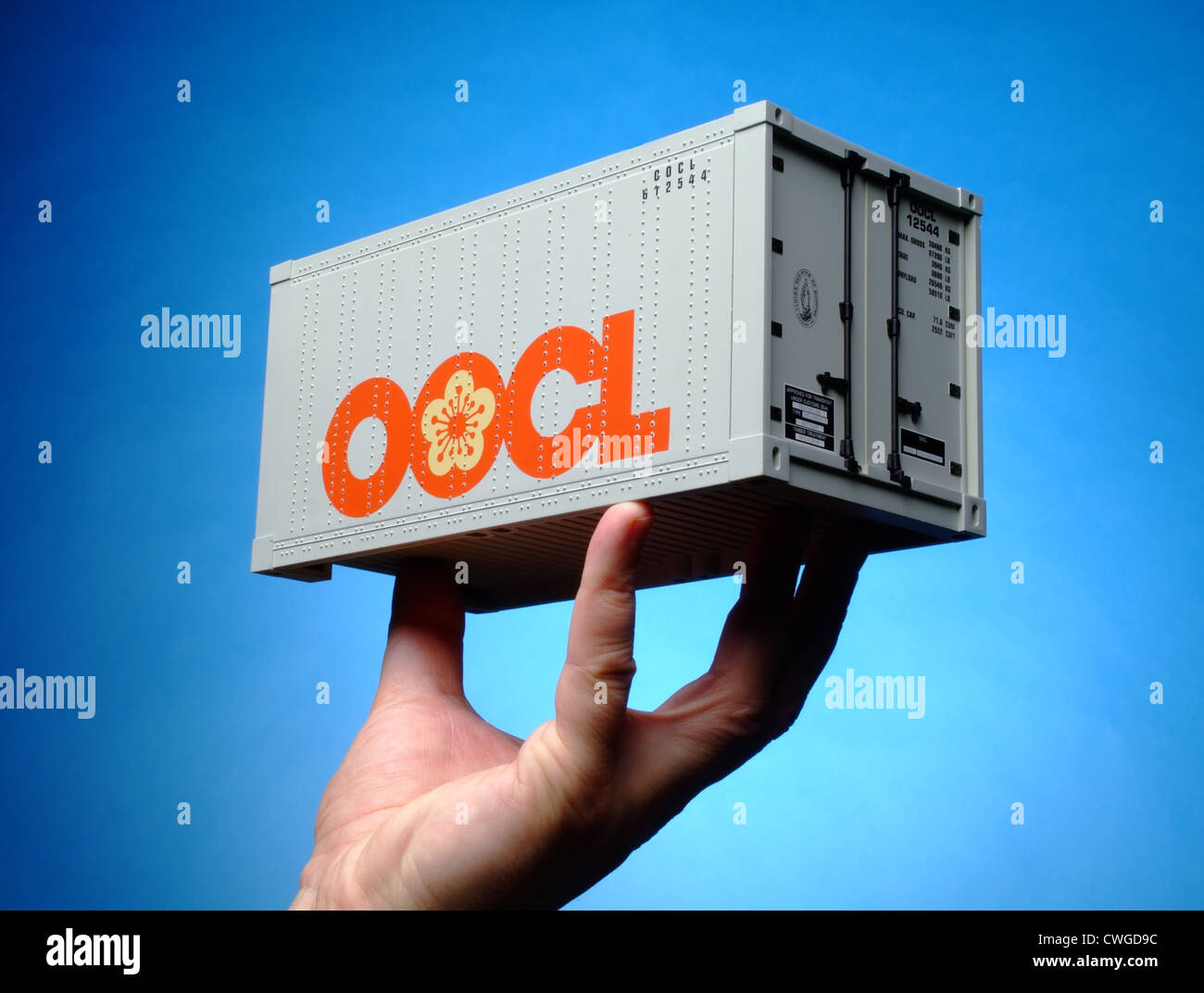 Amburgo, un contenitore di Orient Overseas Container Line Foto Stock