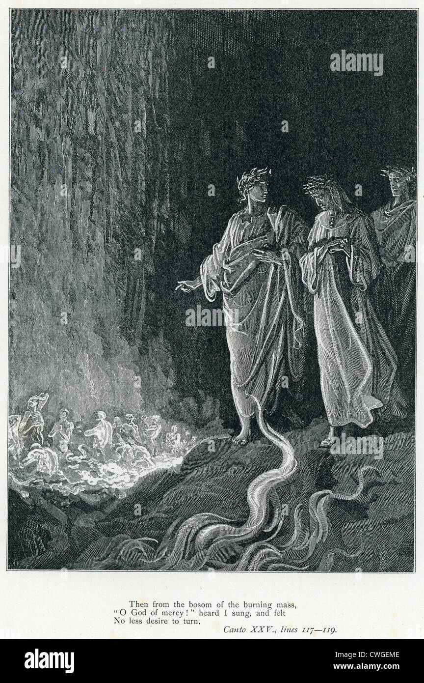 Illustrazione di Gustave Dore dalla visione del purgatorio e del Paradiso di Dante Alighieri Foto Stock