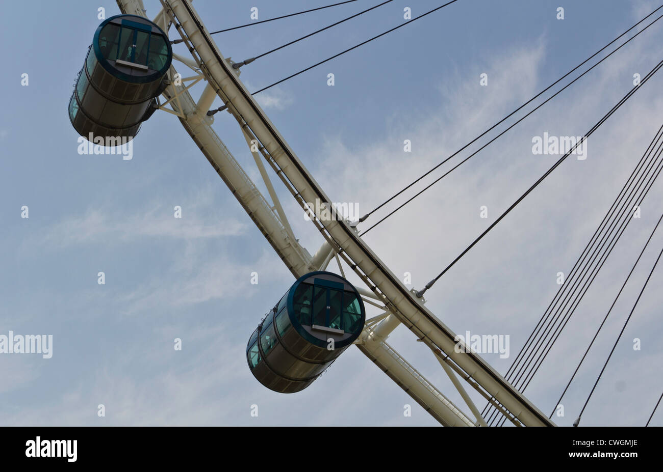 Sezione trasversale del Singapore Flyer, una gigantesca ruota panoramica Ferris si trova in zona Marina di Singapore. Foto Stock