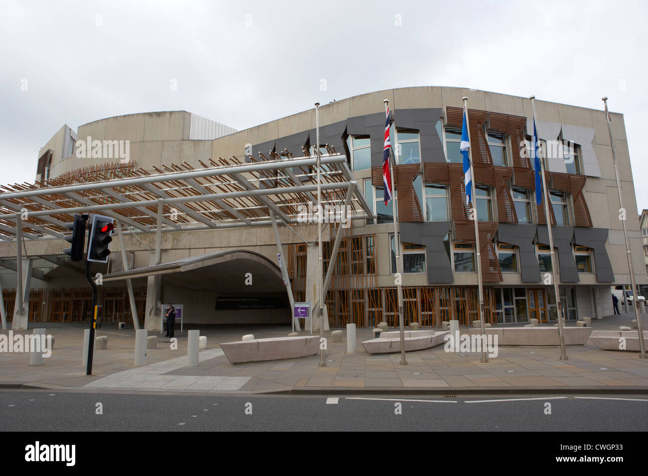 L'edificio del parlamento scozzese ingresso pubblico holyrood Edimburgo, Scozia, Regno Unito Foto Stock