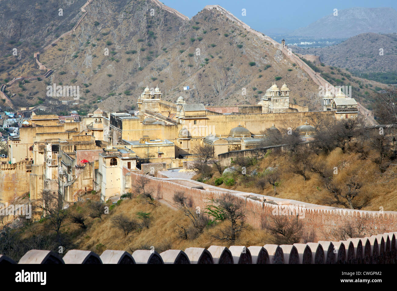 Forte Amer / Ambra Fort, palazzo in pietra arenaria rossa a Amer vicino a Jaipur, Rajasthan, India Foto Stock