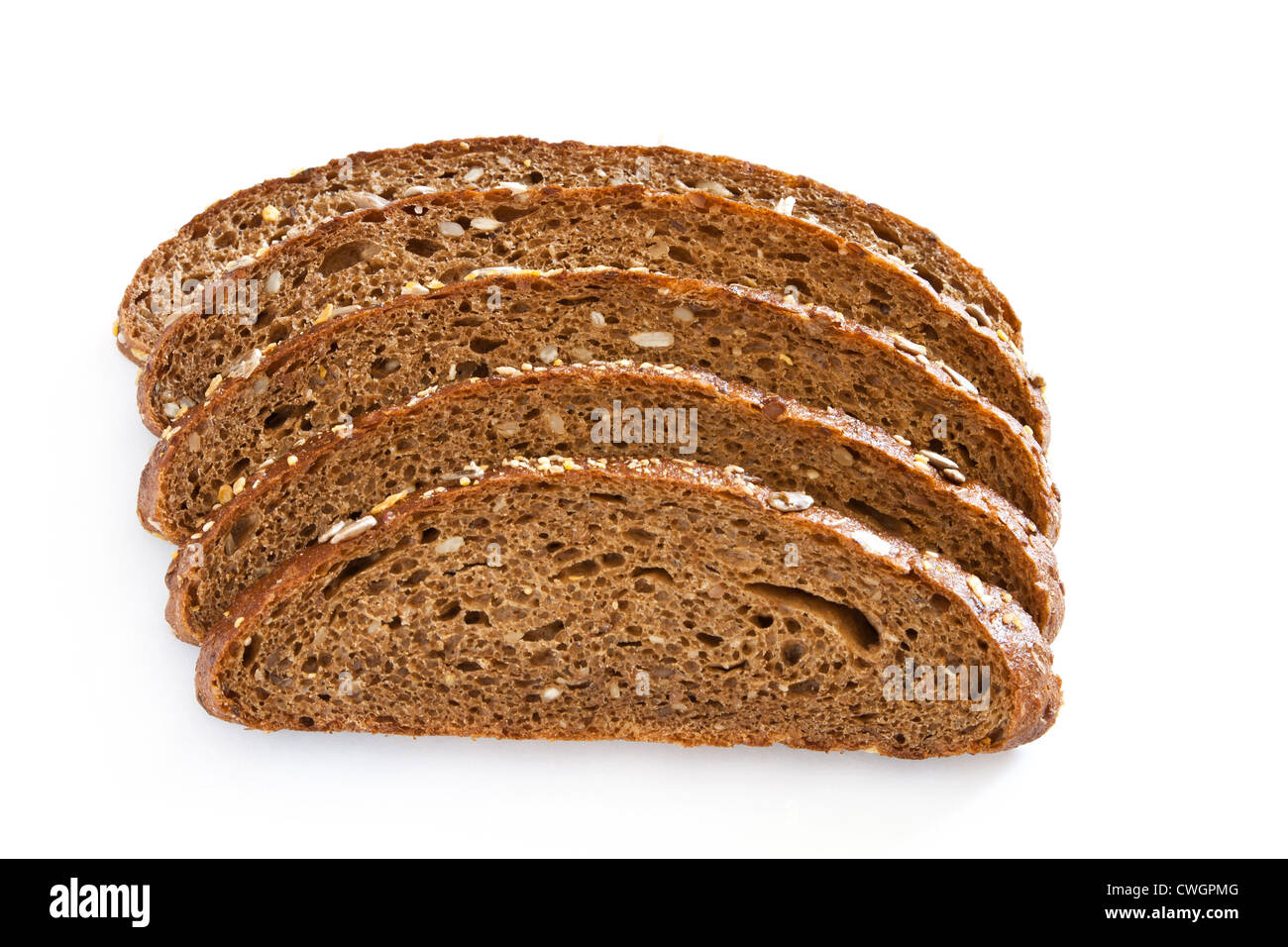 Fetta di pane integrale con grano Foto Stock