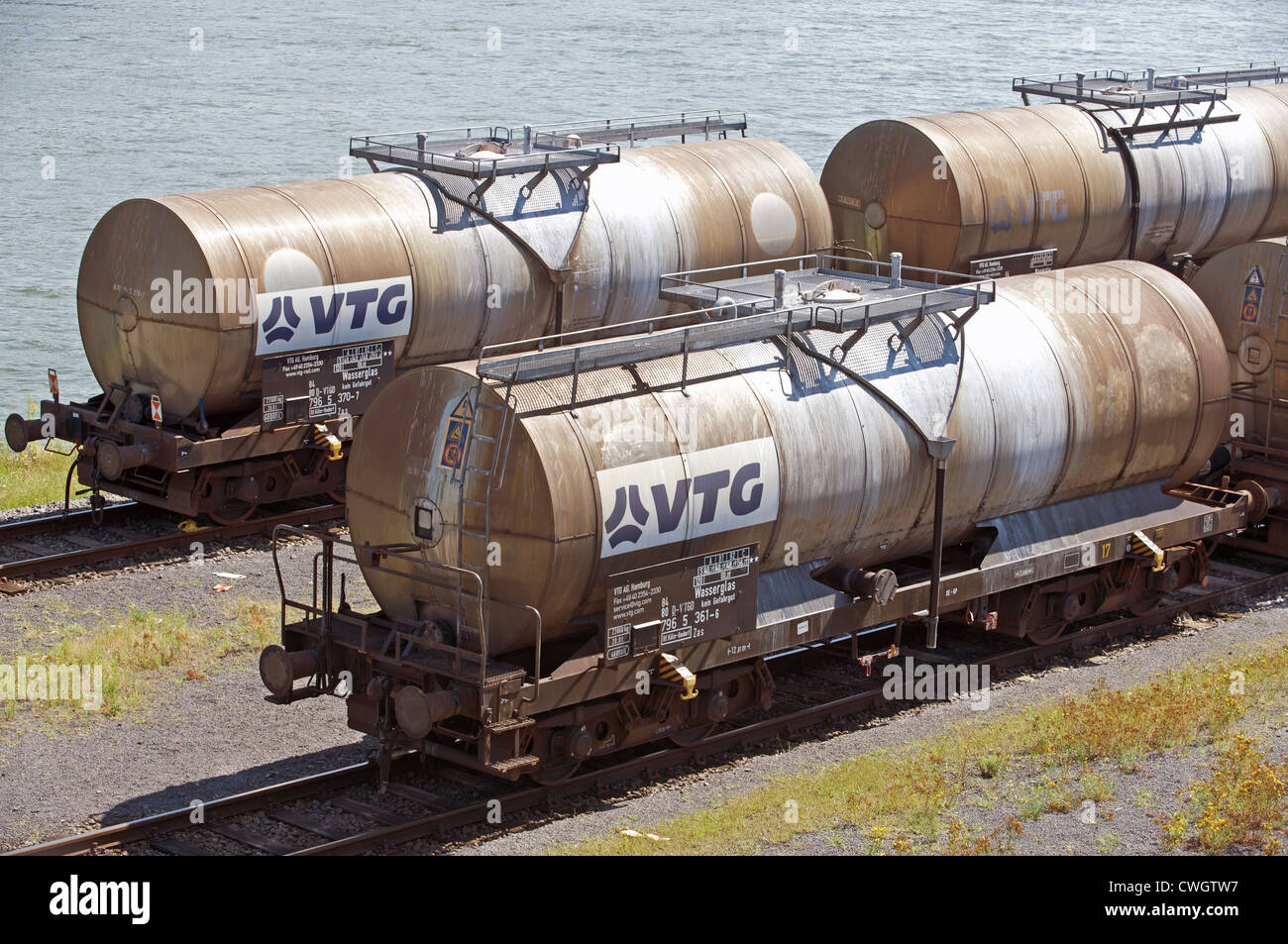 Vagoni cisterna utilizzata per il trasporto watergas Foto Stock