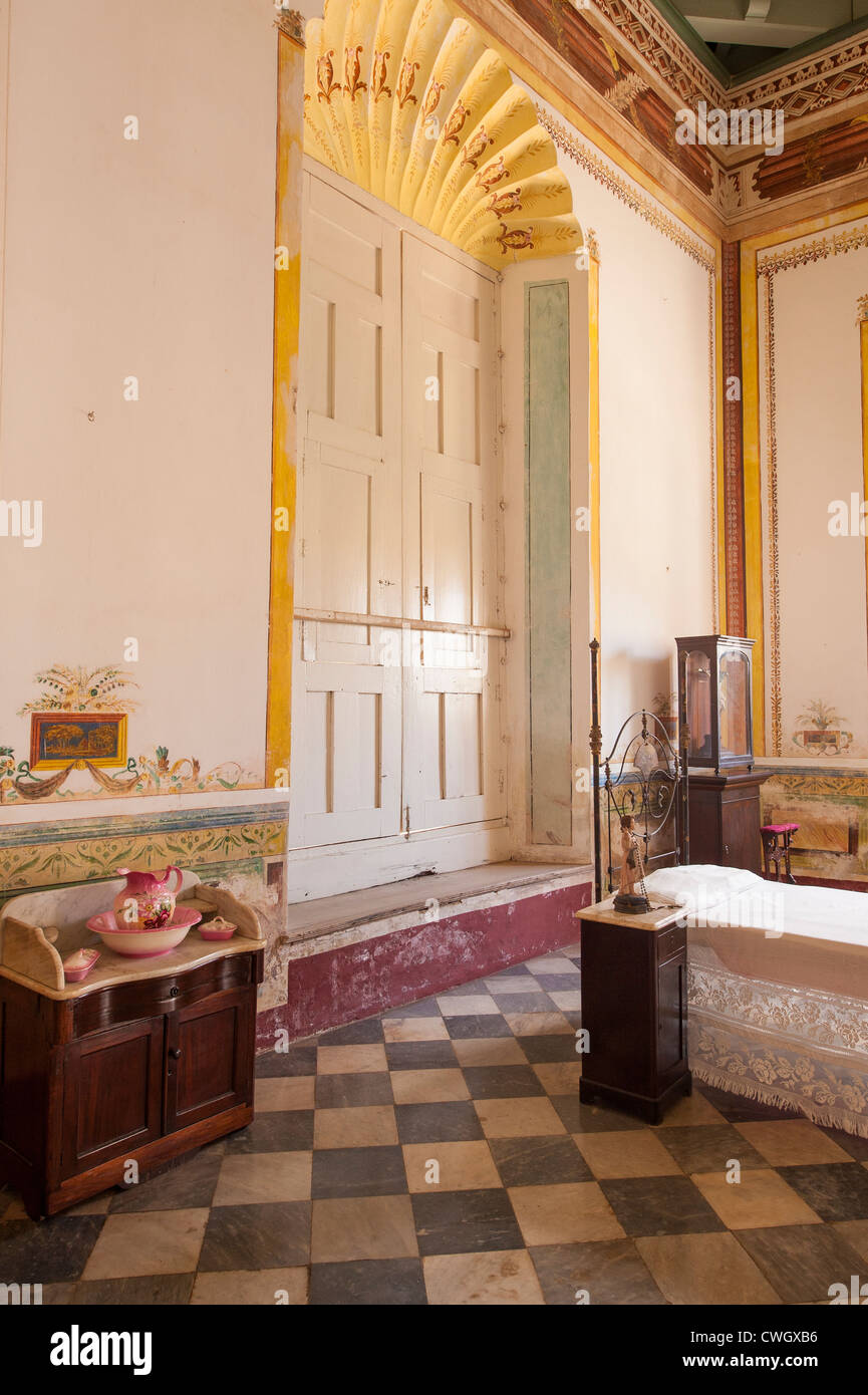 Camera da letto di Palazzo Cantero, Trinidad, Cuba, Sito Patrimonio Mondiale dell'UNESCO. Foto Stock