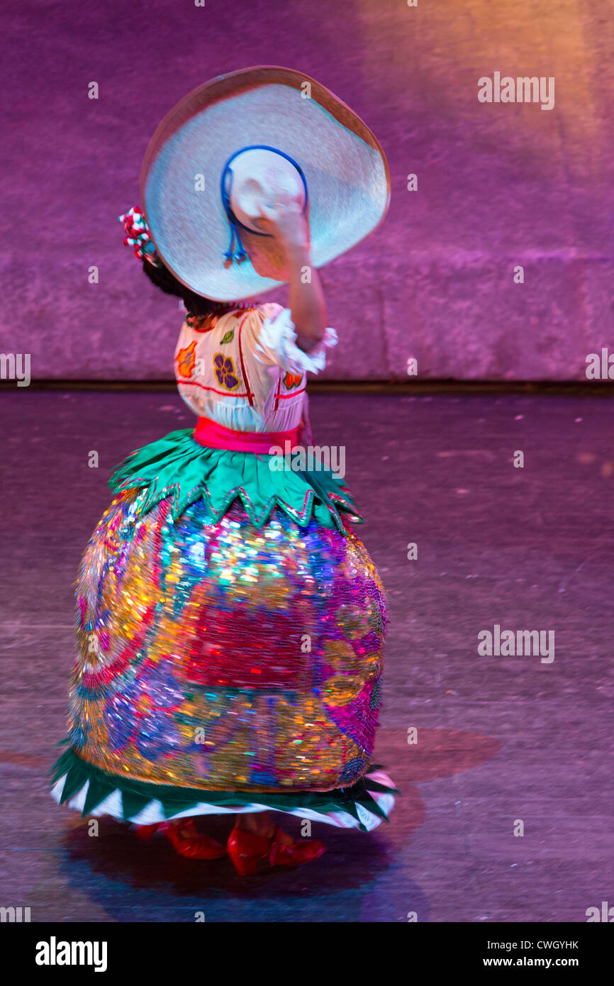 Danza folcloristica Jarabe Tapatio, dallo stato di Jalisco, Messico Xcaret spettacolari Foto Stock