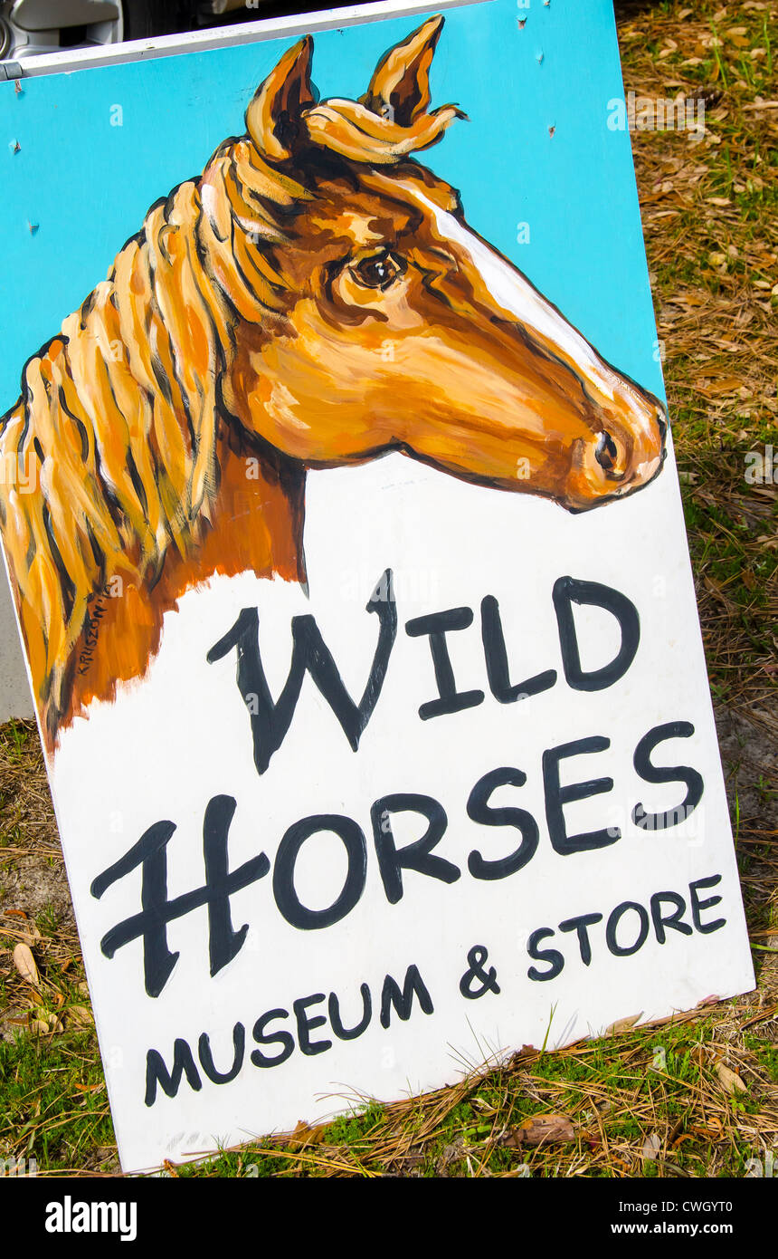 Wild Horse Museum e segno negozio Corolla North Carolina Outer Banks Foto Stock