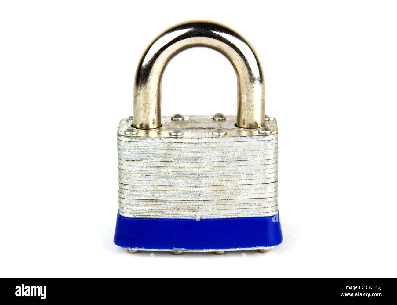 Acciaio serratura di sicurezza isolato su bianco Foto Stock