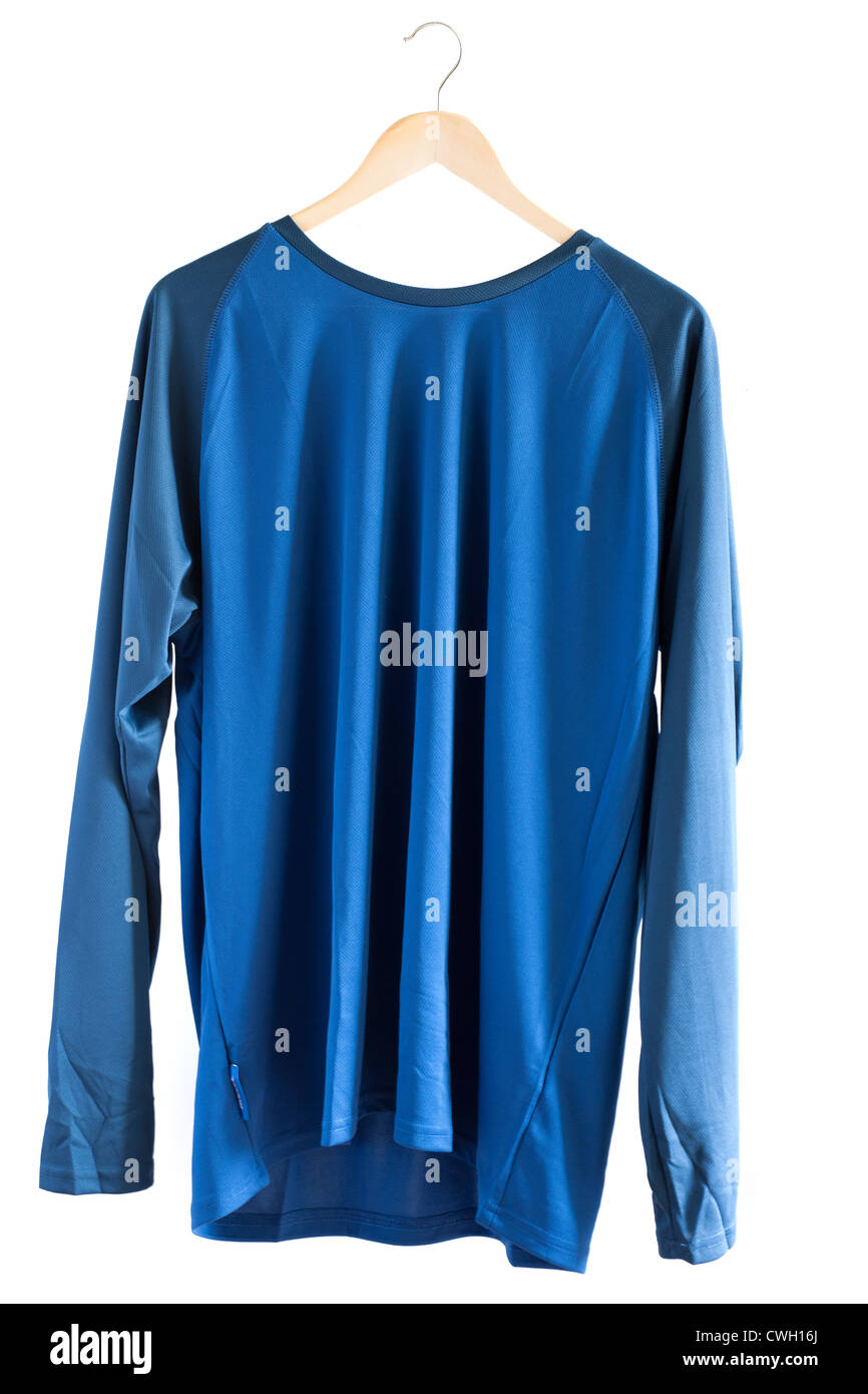 Mens XXL blu a manica lunga termica rapida traspirante di essiccazione dello strato di base shirt Foto Stock