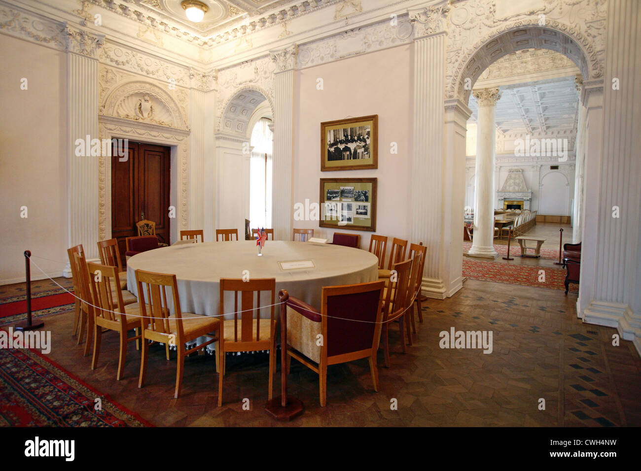 Livadia, una sala del Palazzo Bianco, sito della Conferenza di Yalta Foto Stock