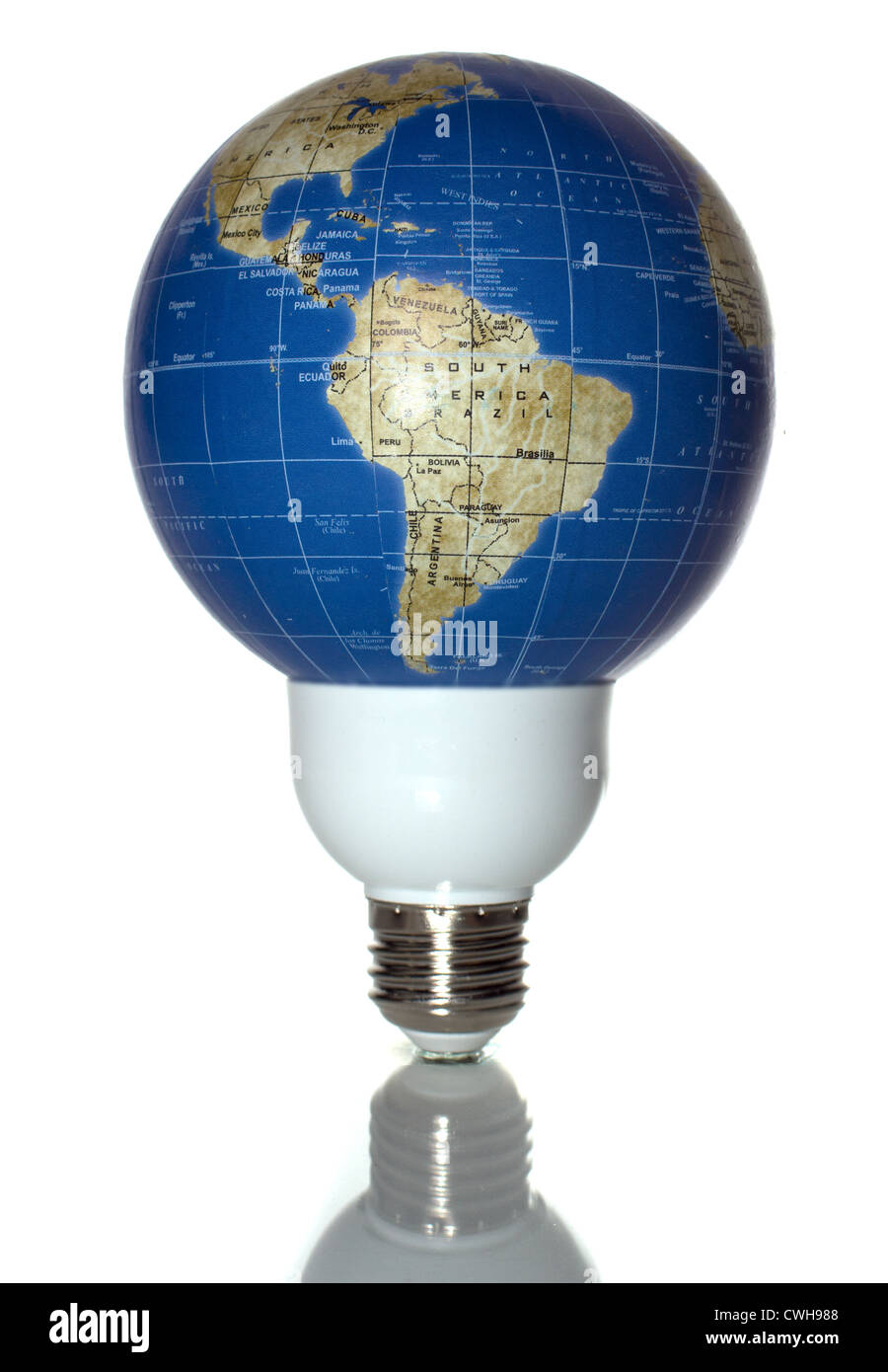 Concetto: World energy, illuminazione del mondo, energia verde, potenza mondiale Foto Stock