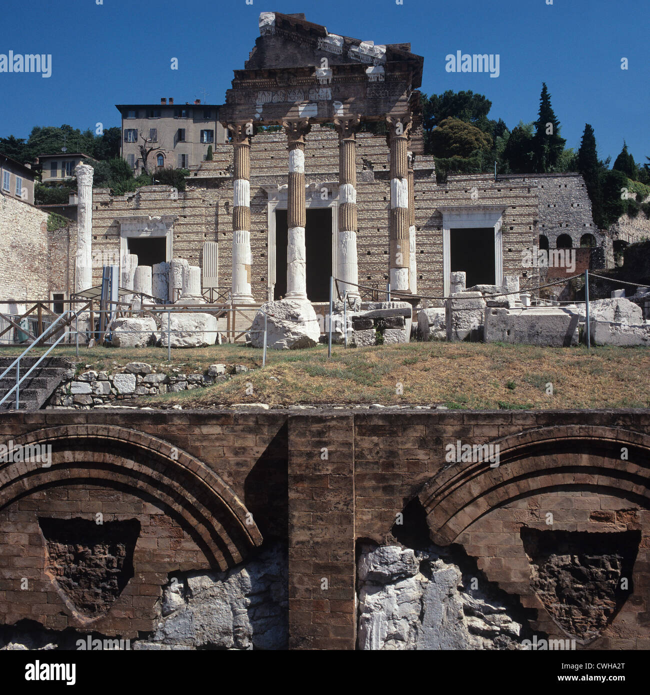 Brescia Foro Romano con Tempio kapitolinischem Foto Stock