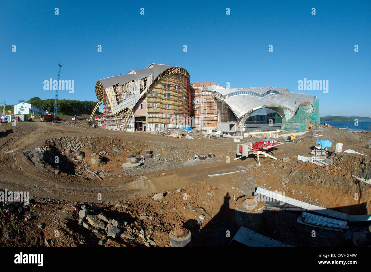 La costruzione dei più grandi Oceanarium in CIS. Vladivostok, Russky Island, Estremo Oriente, Primorsky Krai, Federazione russa Foto Stock