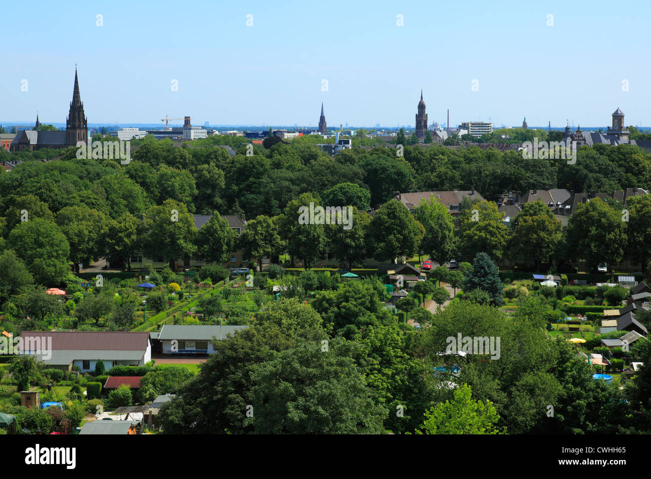 Blick vom Stadthaus auf das Panorama von Krefeld, Niederrhein, Renania settentrionale-Vestfalia Foto Stock