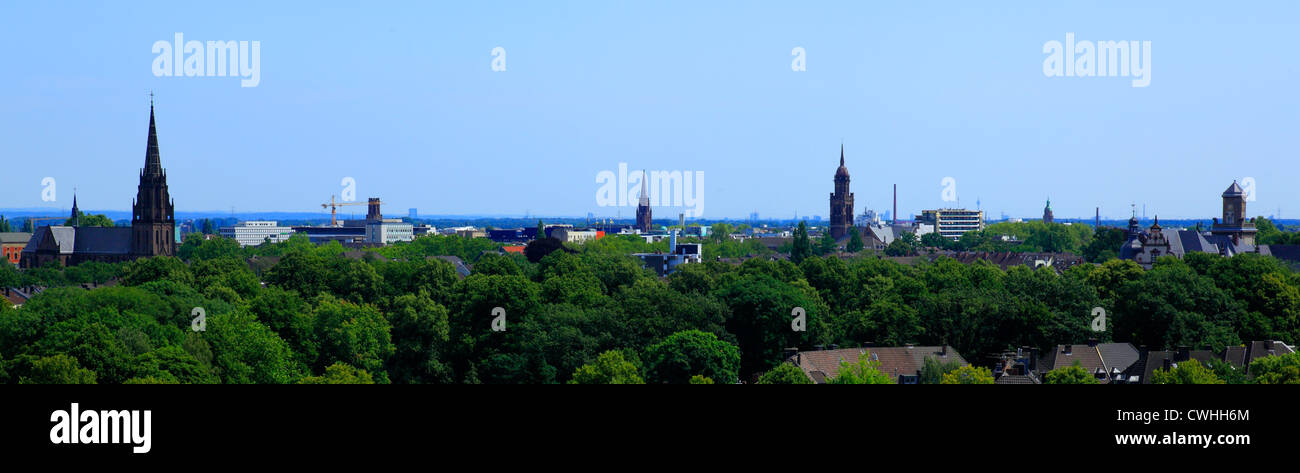 Blick vom Stadthaus auf das Panorama von Krefeld, Niederrhein, Renania settentrionale-Vestfalia Foto Stock