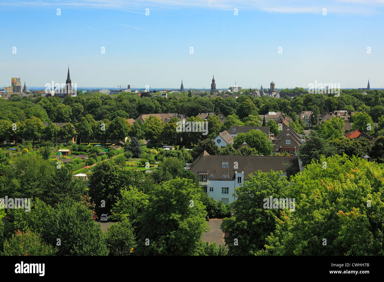 Blick vom Stadthaus auf das Panorama von Krefeld, Niederrhein, Renania settentrionale-Vestfalia Foto Stock