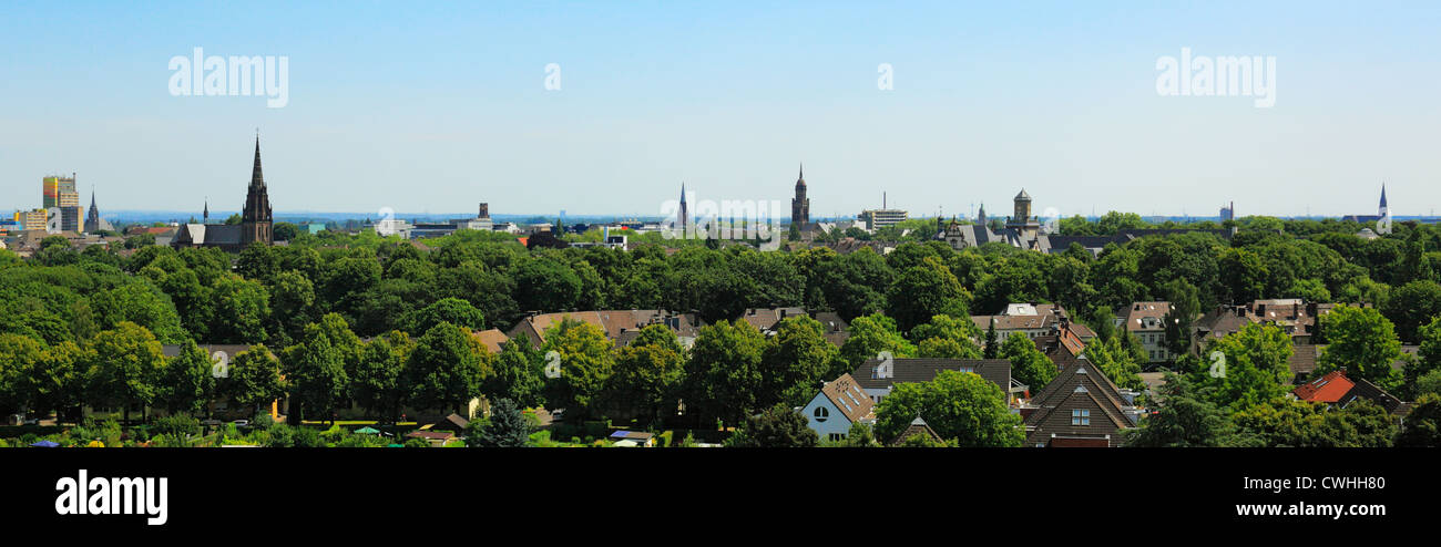 Blick vom Stadthaus auf das Panorama von Krefeld, Niederrhein, Renania settentrionale-Vestfalia Foto Stock